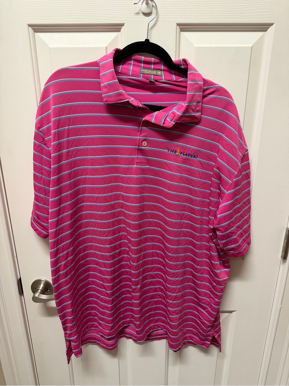 Peter Millar Pink Striped The Players Polo Shirt